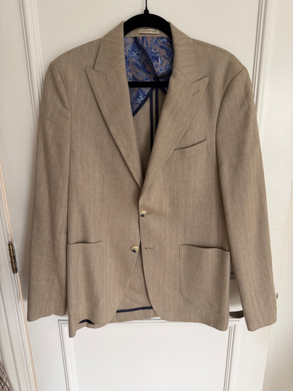 Men's Sand/Tan Herringbone Sport Coat - Lightweight Tailored Blazer
